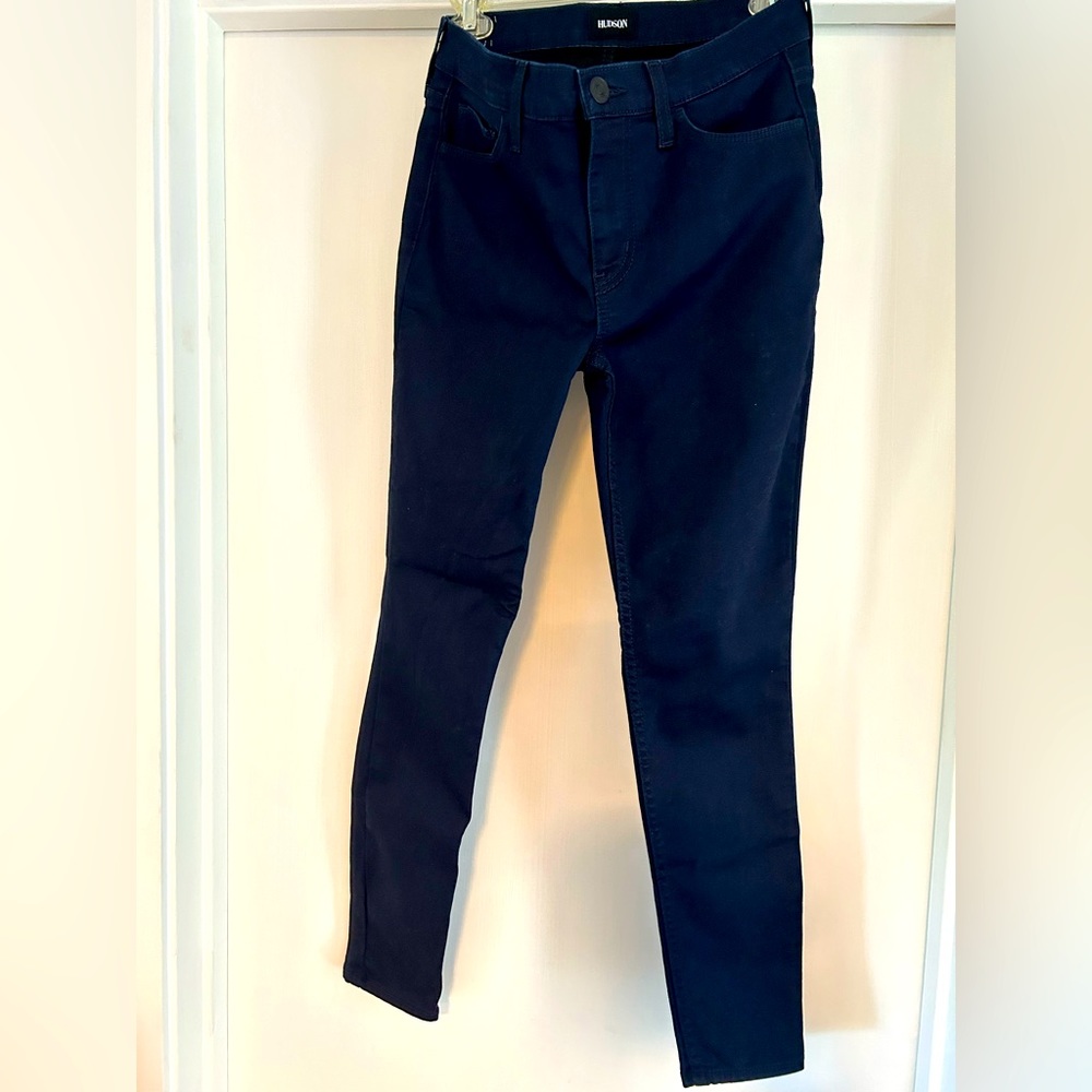 Hudson Natalie Midrise Super Skinny Ankle Jeans | Size 26 | Dark Navy Blue